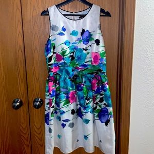 Like New, summer watercolor fit & flare dress (size 10)